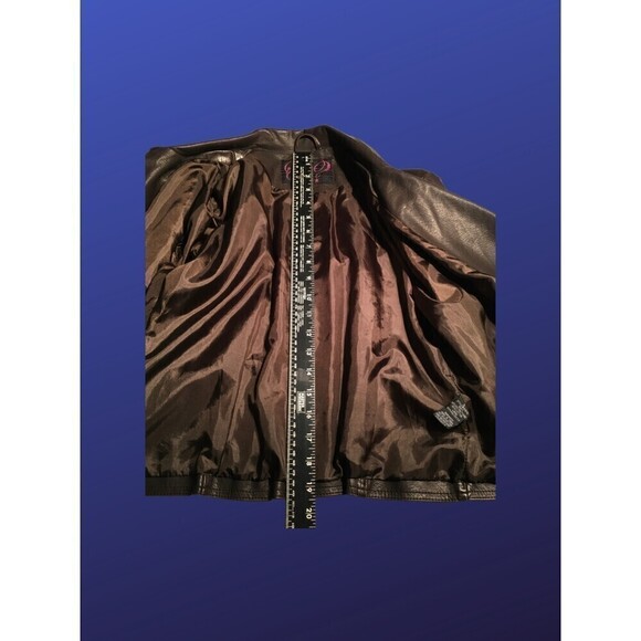 SAY WHAT? Faux Leather Cropped Moto Biker Jacket, BROWN, Women’s L, VGUC - Picture 6 of 12